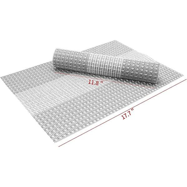 Sett med 6 vaskbare underlag i PVC-plast (glittergrå)