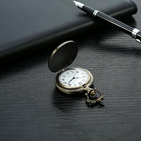 Retro Blomster Openwork Cover Quartz Lommeur med Kæde Halv Hunter Lommeure til Kvinder med Æske, til Mors Dag