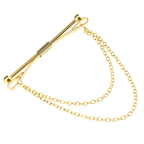 Herre dreng skjorte krave klip bar pin klip guld kæde slips broche 6CM bar fest gave