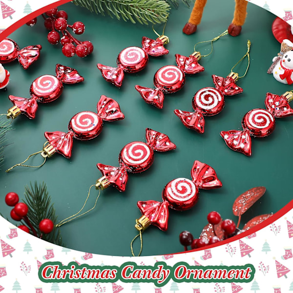 12 stycken julgodis hängande glitter pepparkakor julgran godis pepparkaks prydnader för jul halloween fest dekoration röd