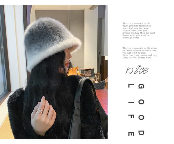 Dame Vinterhat Blød Kunstig Pels Fluffy Fiskerhat Bred Skygge Pelshat Vinter Varm Hat til Piger grey