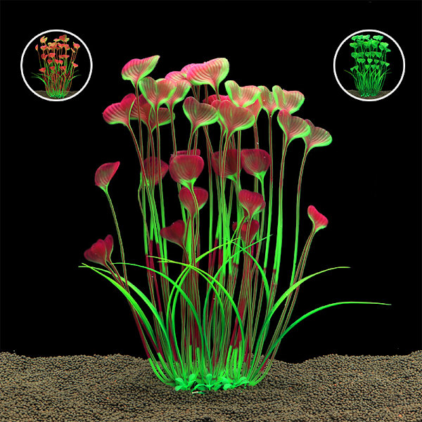 Store ferskvannsakvarieplanter Kunstig plast 16 tommers fisketankplanter Dekorasjon Ornamenter, Vinfarge