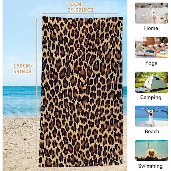 Leopard Strandhandduk, Leopardmönstrade Badhanddukar, Absorberande Mikrofiber