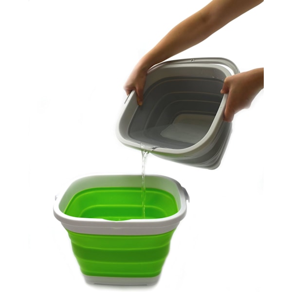 11L (2,9 gallons) sammenleggbar rektangulær praktisk bøtte (1, grå)