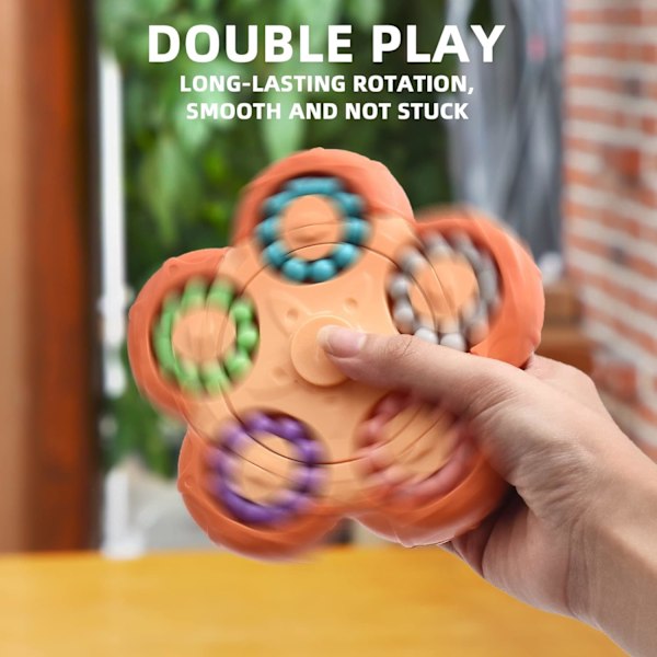Pyörivä Magic Bean Cube -pyörittelylelu, 10 puolta 2-in-1 hauska helmipeli, opettavainen lelu, ihanteellinen juhlaherkku, ahdistusta lievittävä työpöytälelu (oranssi)