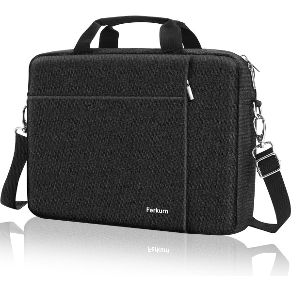 Laptopveske for kvinner, menn, Messenger-koffert Dataveske med skulder Kompatibel med Macbook Pro, Dell XPS Latitude, svart (40x 30x 7 cm) Black