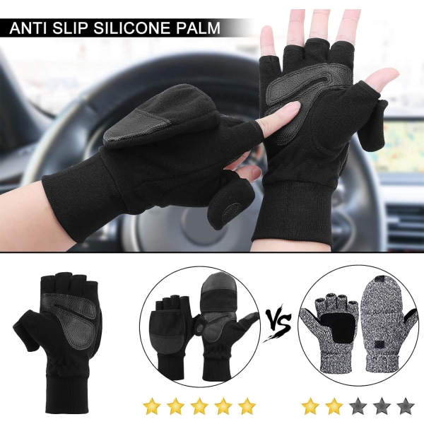 Vinter Fleece Fingerless Vantar Vantar, Vindtät Termisk Anti-Slip Touch Screen Vantar(M) M