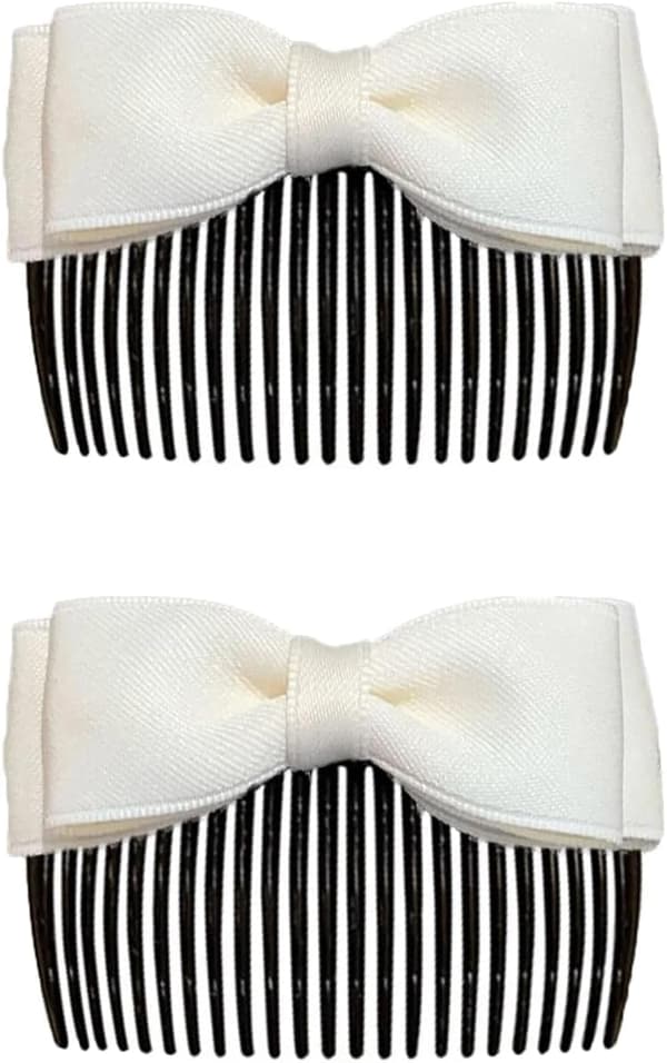 2 stk. Hårkamglider for kvinner Fransk sløyfekamklemmer Bryllupssløyfe Hårnål Brudehodeplagg Tilbehør (Beige)