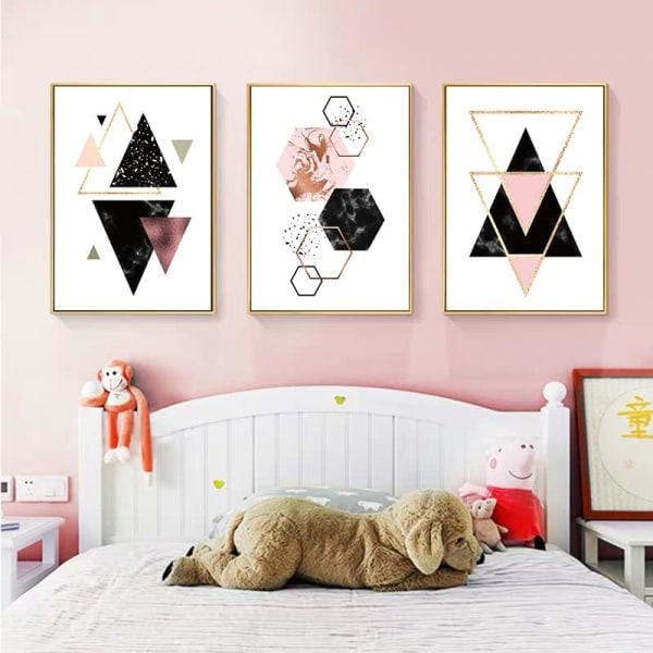 Tegneserie geometriske figurer Plakater og print Nordisk Minimalistisk Kunst Lærredsmaleri Vægkunstbillede til stue Indretning af hjemmet 30*40cm