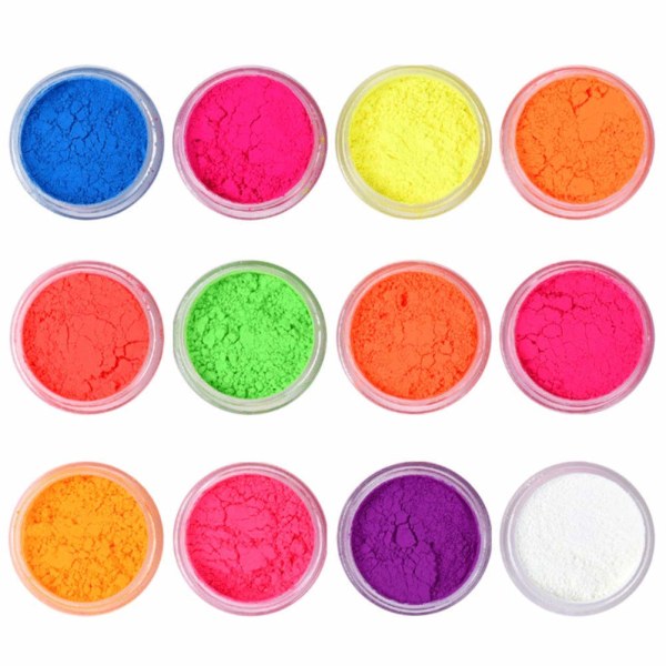 12 farver Pigment Nail Powder, Pigment Nail Super Bright Neon Powder Fluorescerende Nail Powder