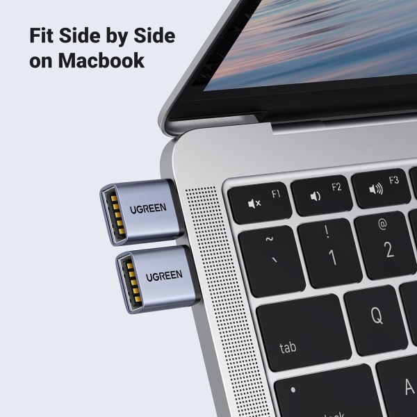USB C til USB Adapter 2 Pack, Aluminium USB C Hann til USB 3.2 Hunn Adapter Converter Kompatibel med MacBook Pro 2023, iPad Pro og mer (grå)