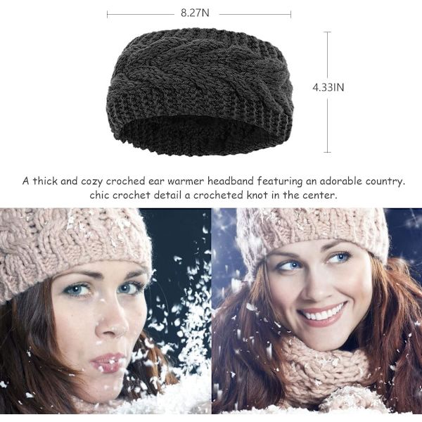Vinter Stickad Pannband (Svart-1) Black