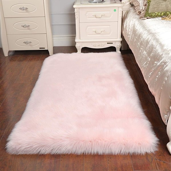 Mattan för vardagsrum Dekorativ matta, soffmatta för sovrum, säng, soffa eller stol (Rosa, 60 x 100 cm)