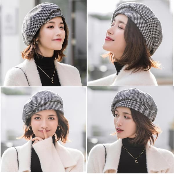 Vinter basker mössa dam koreansk stil dam basker basker klänning hatt vinterhatt bekväm och varm för vår/höst/vinter black
