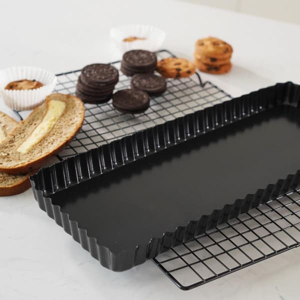 2-pack rektangulära pajformar med lyftbar botten, non-stick belagd quicheform, pajform, pajform, 36x15x3cm