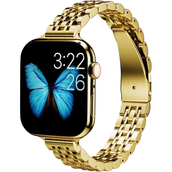 Tunt watch för Apple Watch Armband 41 mm 40 mm 38 mm, justerbart , kompatibelt med iwatch-remmar Series 9/8/7/6/SE/5/4/3/2/1, guld Gold