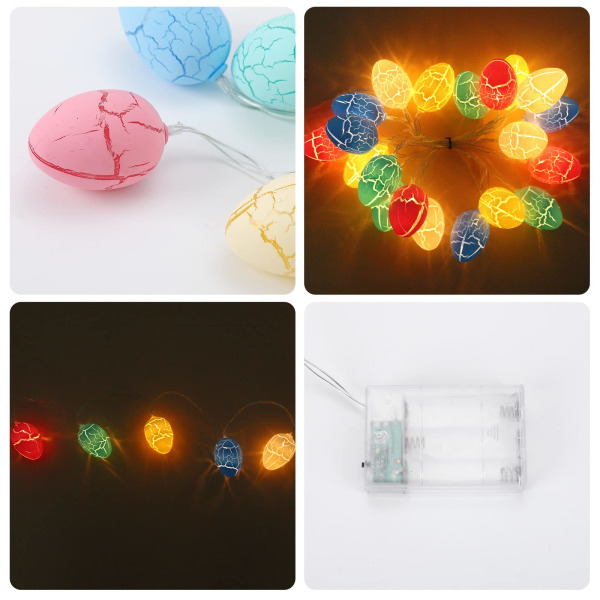 20 LED påskeeggslyssnor, 3m påskeeggslyssnor, påskeeggdekorasjoner for festdekor, påskeslyssnor, vanntett batteri