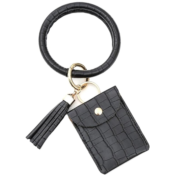 Solidfarget PU-lær armbånd nøkkelring for kvinner nøkkelvesker håndleddslomme nøkkelringer med frynser armbånd nøkkelring håndleddstilbehør