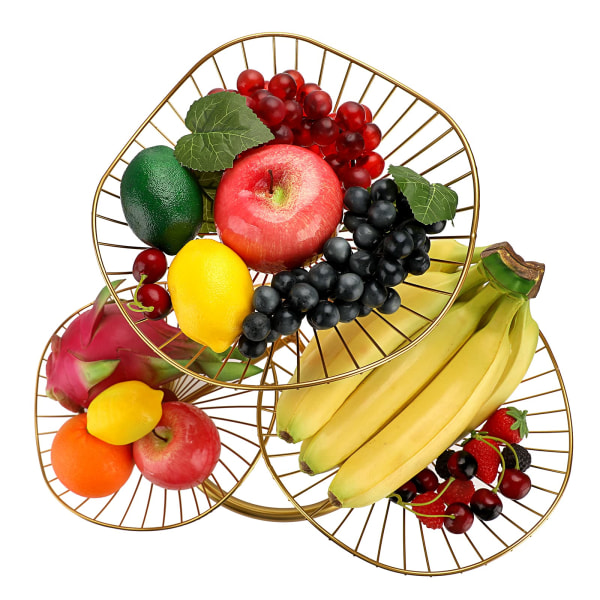 Tason rautainen hedelmäkulho, hedelmäkori, seviet-kori, hedelmäsäilytys, kasvisleipää ja -hedelmiä varten keittiössä (Lotus Leaf, Golden)