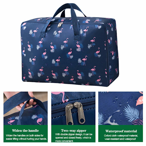 Sängkläder förvaringsväska, hopfällbar klädförvaring, flyttväska, hemorganisatör för täcken, kuddar, filtar (mörkblå) Navy Blue XXL