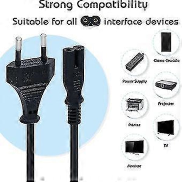 EU-kontaktströmkabel 1,5m C7 Bipolär 2 för PS5PS4PS3Xbox Series XS - Svart
