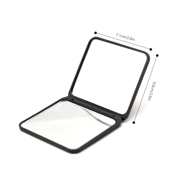 Taitettava taskupeili, pieni matkakosmetiikkapeili, kompakti meikkispeili meikkiin, hiusten muotoiluun ja parranajoon 7 x 6,5 cm musta (kuu)