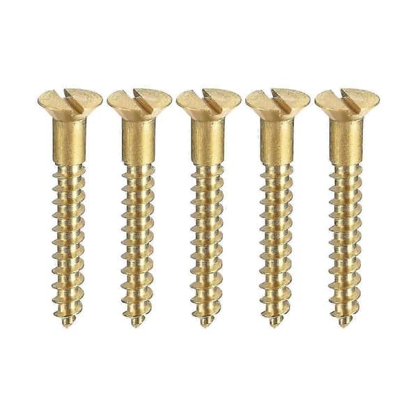 100 stk. M3.5 x 25mm Flat Head Slotted Messing Treskruer.