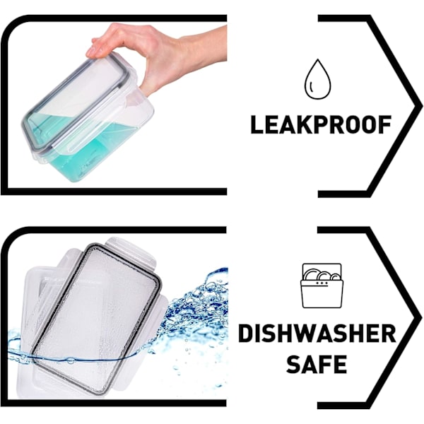 14 st matlådor i plast med lock, läckagesäkra BPA-fria behållare för köksorganisation, måltidsförberedelse, återanvändbara lunchlådor