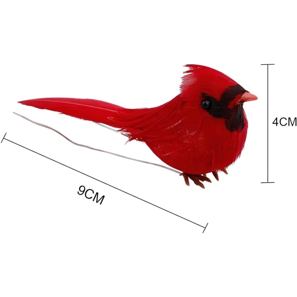 10 st konstgjorda röda kardinaler med klämma på fågel