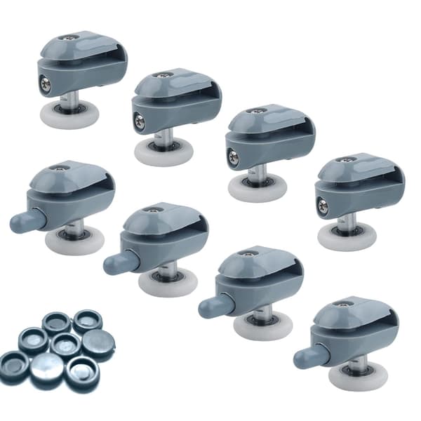 8 st duschdörrrullar - 23 mm duschdörrrullar för badrum, 4 övre och 4 nedre