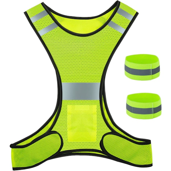 Reflekterende vest og armbånd, justerbar refleksvest med høy synlighet for løping, sykling og jogging
