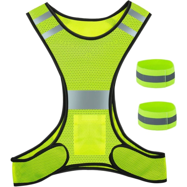 Reflexväst och armband, justerbar reflexväst med hög synlighet för löpning, cykling och jogging