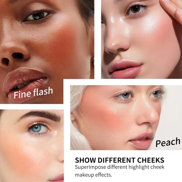 Flydende Blusher, Cream Blusher til moden hud, Langtidsholdbar Soft Blush Stick Makeup Hudfarve, Fin flash, Let-orange Blush