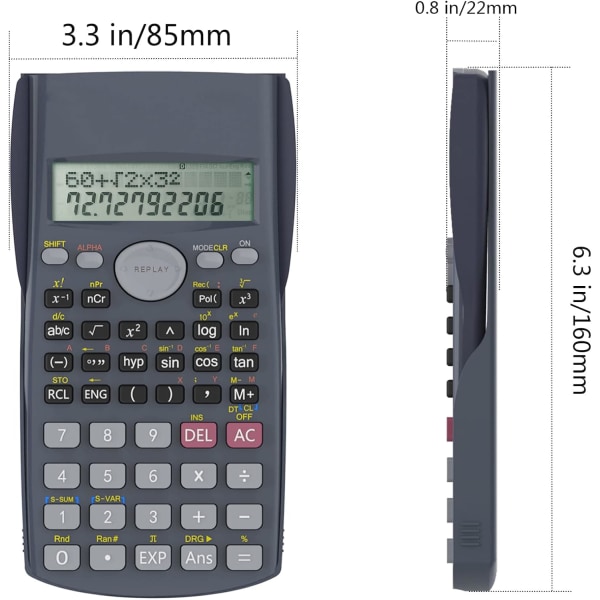 2-Line Engineering Scientific Calculator, lämplig för skola och företag, svart