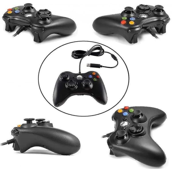 Ledningsforbundet Controller, Usb Gamepad Til Microsoft Xbox 360/slim/pc (Sort)