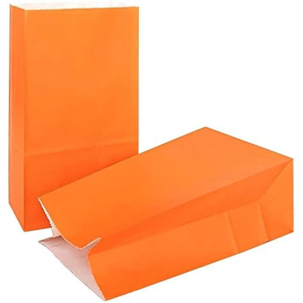 Orange Papir Festtasker (25cm x 13cm) 12 stk. - Perfekt til fester og begivenheder orange