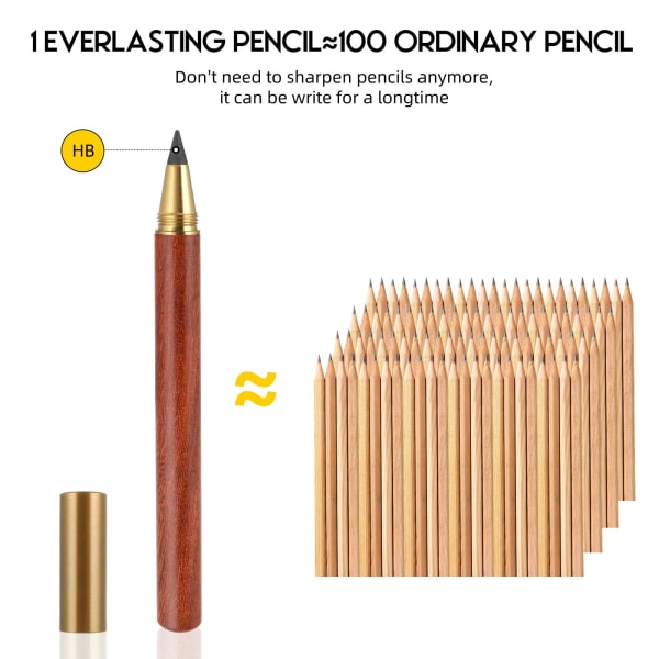 4 stk Infinity-blyant av tre, gjenbrukbar evigvarende blyant, uten skarphet, blekkfrie blyanter Skoleutstyr (4 trefarger)