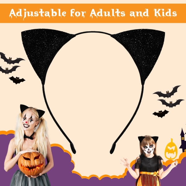 Kissan korvat -hiuspanta naisten tytöille, Halloween Cosplay -kissaasujen hiustarvikkeet aikuisille lapsille
