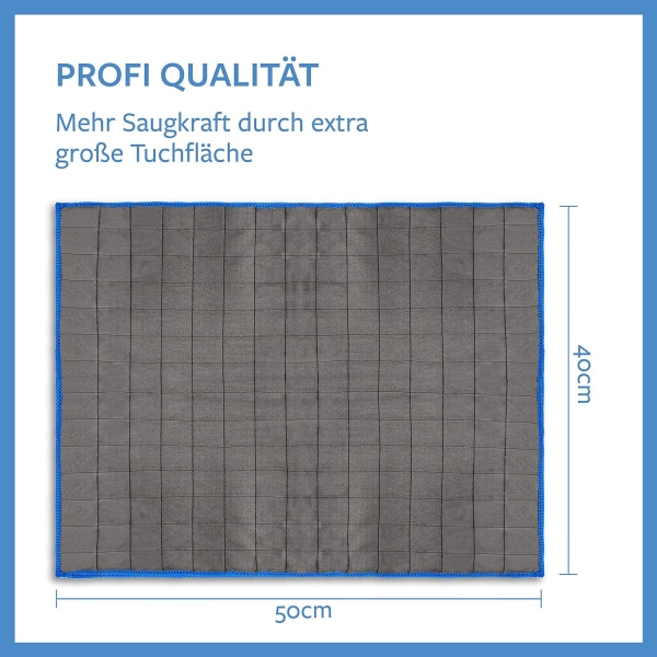 4x Professionella mikrofiberdukar för glas 400 g/m2 - strimfria - Extremt absorberande, luddfria polerdukar 50x40cm 4pc
