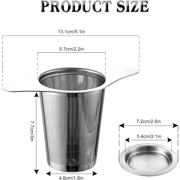 2 st te-filter med handtag och lock, teinfuser, te-filter för kopp, tesil, teinfuser, tekoppinfuser