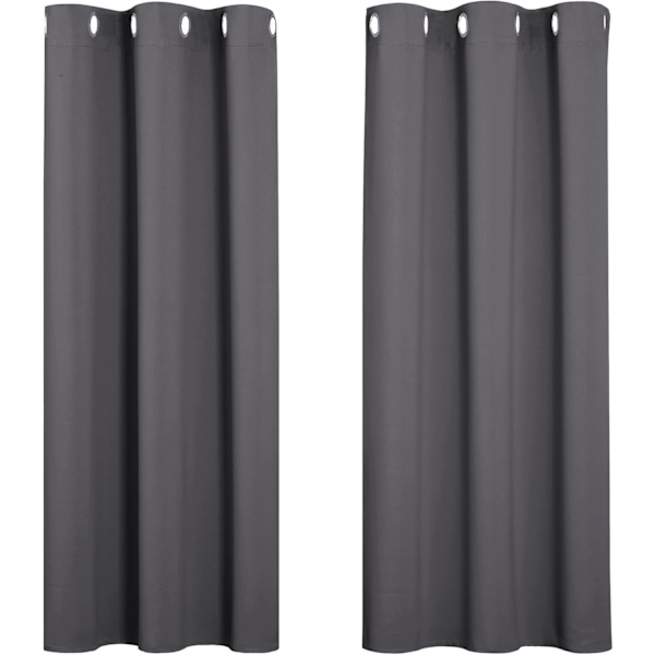 Blackout-gardiner til soverom - 42 x 63 tommer grå blackout-materiale stoffgardiner for stue, sett med 2, grå