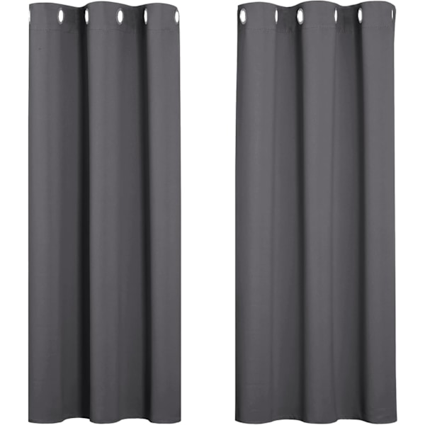 Mörkläggningsgardiner Sovrum - 42 x 63 tum Grå Mörkläggningsmaterial Tyggardiner för Vardagsrum Set om 2, Grå