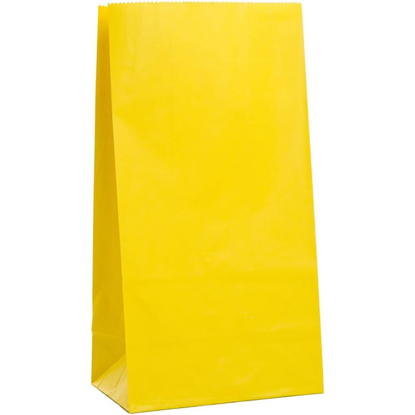 Gule papirfestposer (25 cm x 13 cm) 12 stk. - Perfekt til fester og begivenheder Yellow