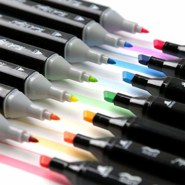 Grafiset tussit, 80 väriä piirustus tussit taiteilija kaksoispäät pysyvät lapsille värityskirjat aikuisille mustalla laukulla