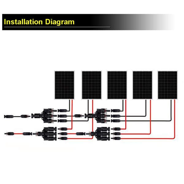 MC-4 stik, han/hun MC-4 solpanel T-stik (M/3F,F/3M)