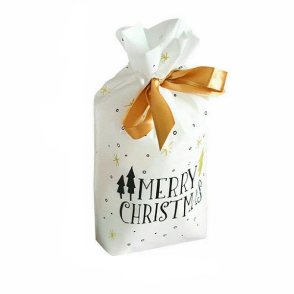 50X store julesække Genanvendelige snøreindpakningsgavegavefestposer (lille hvide (23 * 15 cm)) White 23 * 15cm
