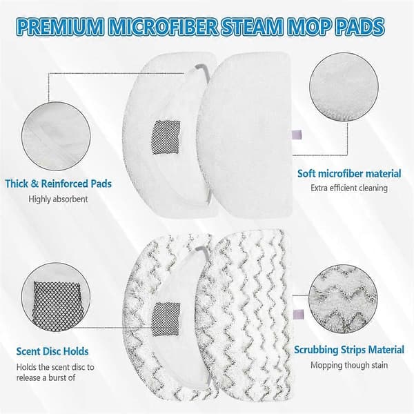 4 Ångmoppdukar, Triangulär Mikrofiber Ångmoppduk, Tvättbara Ersättningsmoppdynor för Ångmopp för Rengöring av Olika Golv