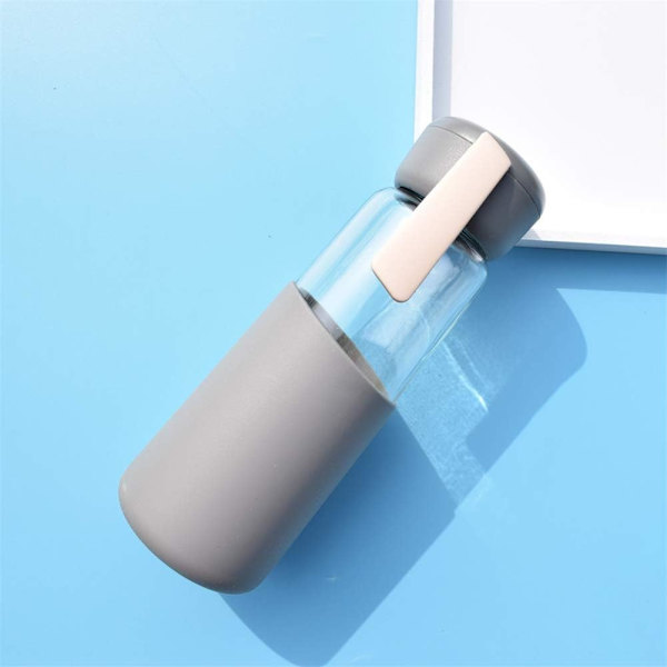 Glas Vandflaske Silikone Etui Kreative Gaver Flasker Anti-Skoldning Hold Koldt Vandflaske Dark Gray