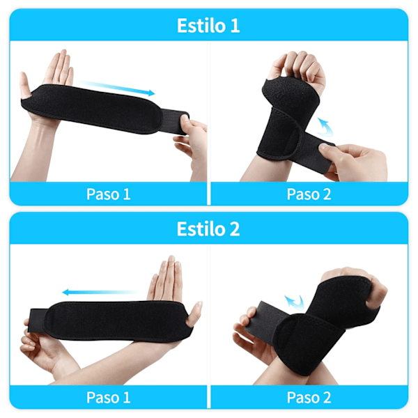 Justerbart handledsstöd för tendinit, 1 par svarta elastiska karpaltunnelskydd, sport tumme metakarpal handledsband för handledssmärta stukning, tendinit