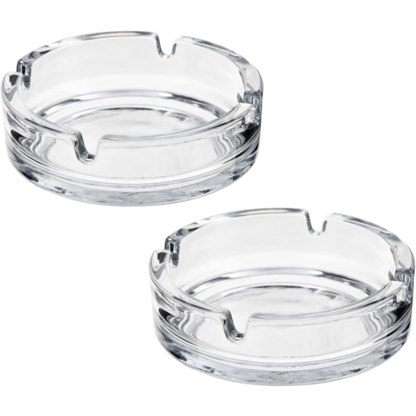 Sett med 2 runde glassaskebegre for innvendig eller utvendig | 2 x 10,5 cm Askebeger Innendørs | Askebeger utendørs for hjem, hage, bar eller pub